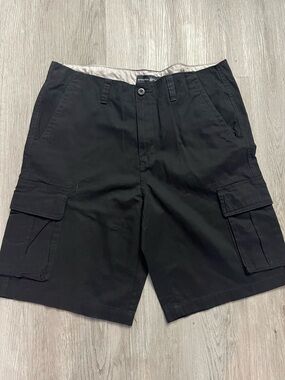0094–Beverly Hills Polo Club Black Cargo Shorts - Utility Pockets